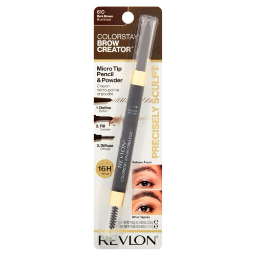 Revlon Colorstay Brow Creator Micro Tip Pencil & Powder - 610 Dark Brown